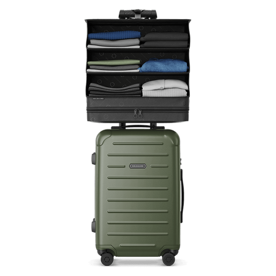 Medium green Carry-On Closet Lite suitcase with closet system