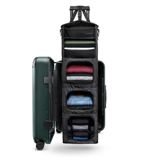 Jade green Carry-On Closet Large — spacious, organized interior